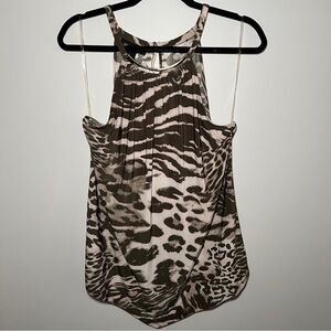 INC Animal Print Halter Top Flowy Sleeveless Blouse Size L